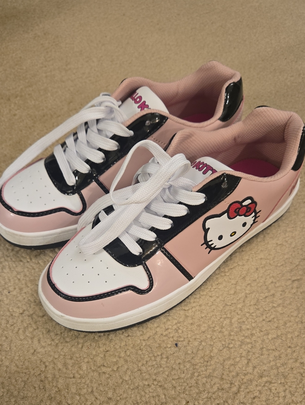 Hello Kitty Pink, White and Black  Lace-Up Sneakers Sz 9